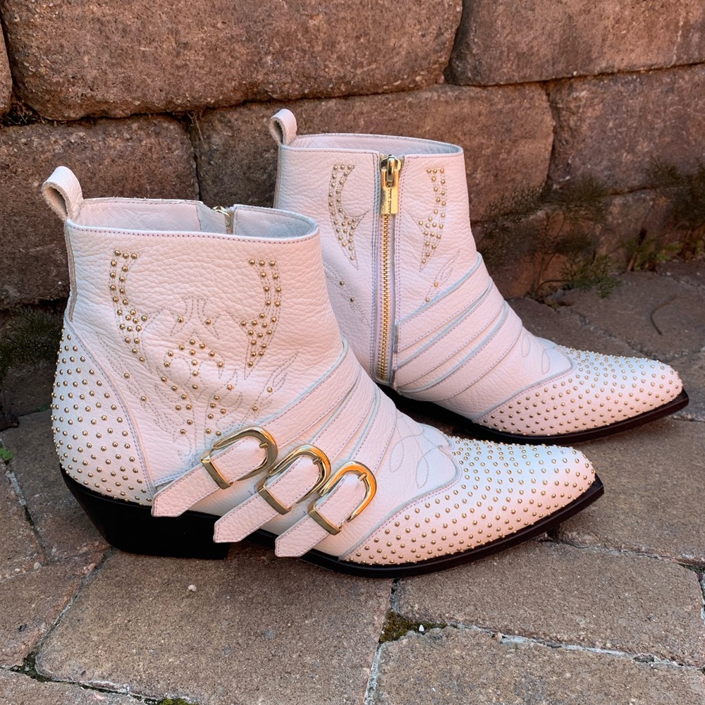 Anine Bing White Penny Boots, Sz 39 EU, 8 US